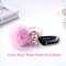 Cute Pink Bear Keychain for Women with Puff Ball Purse Charms, Girls Bling Key Chains for Car Keys, Backpack, Purse Accessories, Pink Pom Pom Keychain